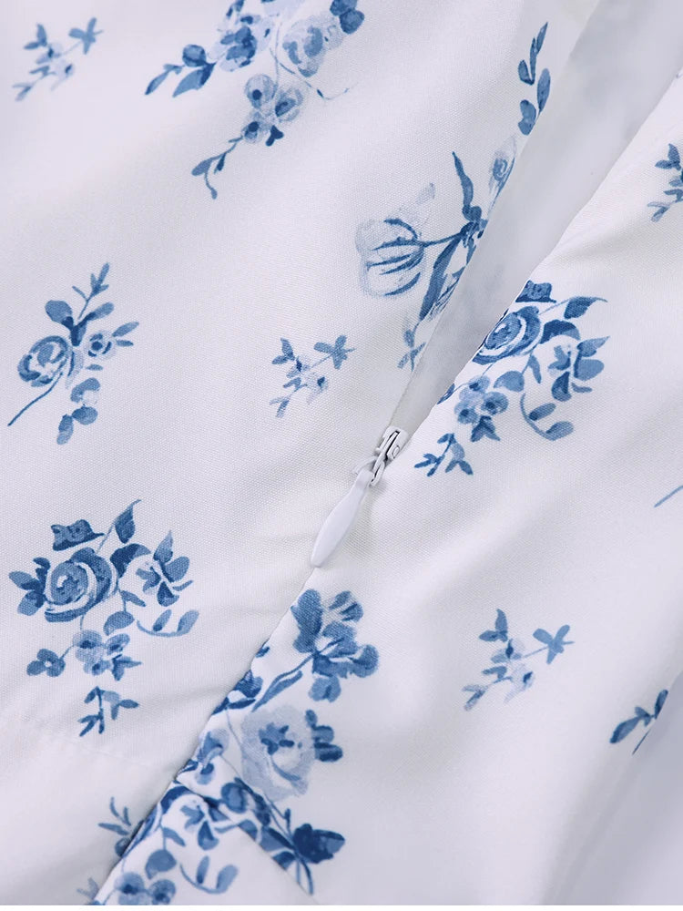 Floral Backless Adjustable Straps Double Layers Dress