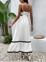 Adjustable Straps Patchwork Ruched Maxi Dress