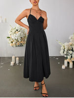 Halter V-Neck Backless Corset Double Layers Dress