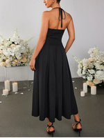 Halter V-Neck Backless Corset Double Layers Dress