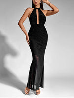 Front Cut Out Backless Sequin Maxi Dress