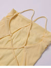Chiffon Backless Hem Cross Back Ribbon Strap Dress