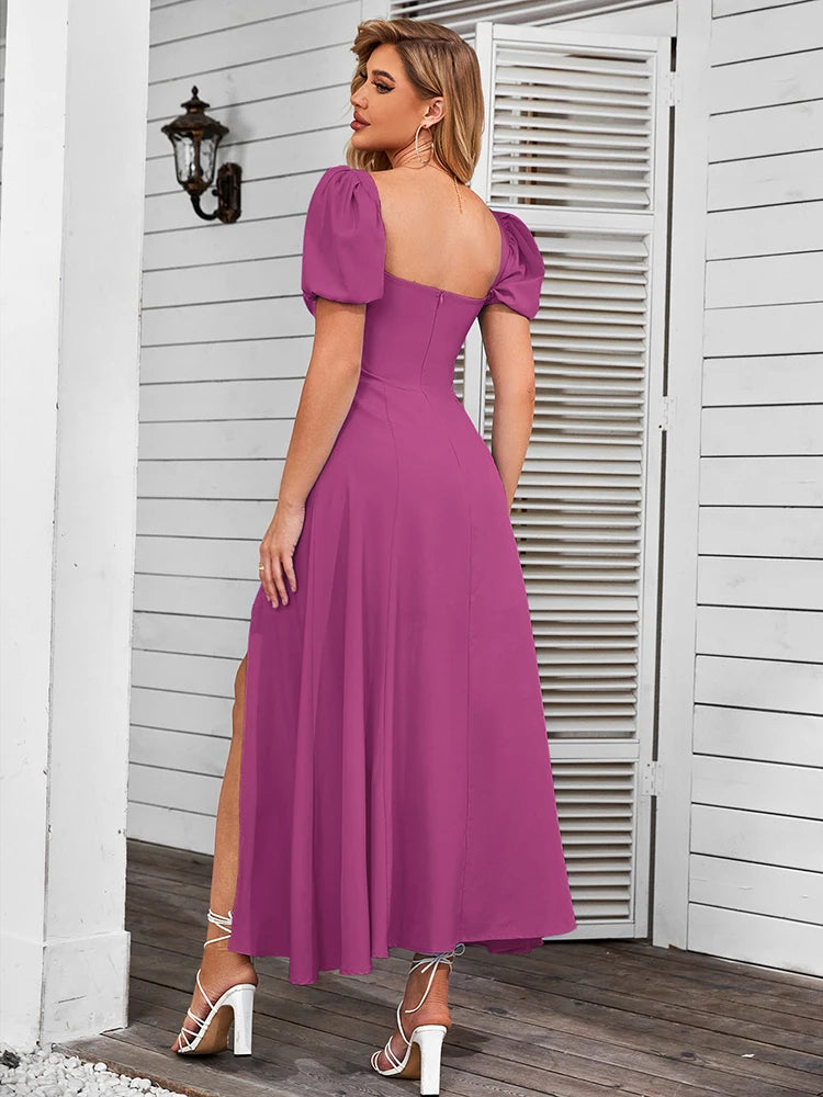 Off Shoulder Tie-Up Side Split Ruched Dress