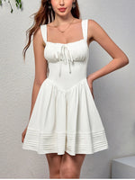 Adjustable Straps Tie Up Ruched Short Dress