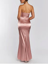 Backless Halter V-Neck Satin Corset Dress