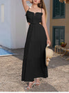 Adjustable Straps Backless Ruffled Lace-up Beach Dress