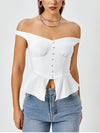 Ruffle Off Shoulder Single-breasted Shirt