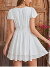 Ruffle Swing Short Sleeve V-Neck Dress