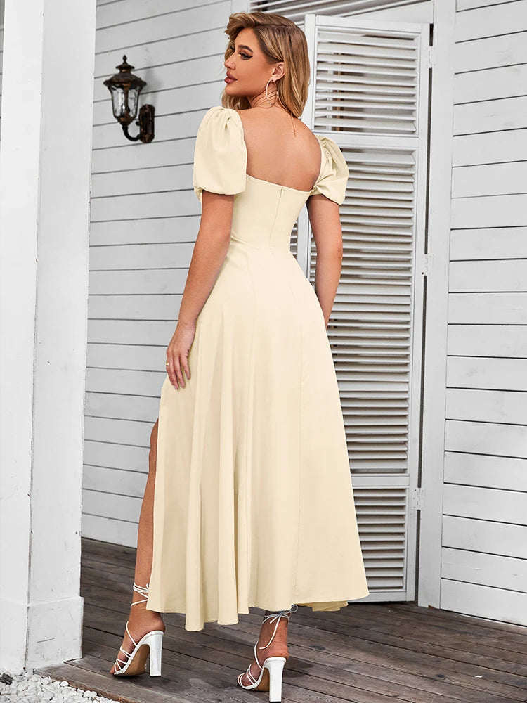 Off Shoulder Tie-Up Side Split Ruched Dress