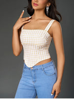 Adjustable Strap Plaid Corset Top