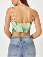 Floral Spaghetti Strap Back Zipper Corset Top