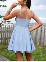 Spaghetti Straps Lace Trim Bra Double Layers Dress