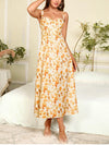 Sweet Floral Adjustable Strap Long Dress