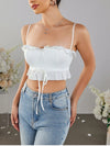 Sweet Ruffled Jacquard Tie-Up Crop Top