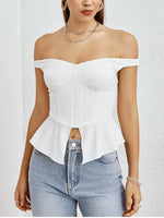 Ruffle Off Shoulder Single-breasted Shirt