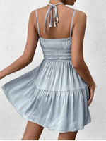 Halter Neck Double Layers Ruched Dress