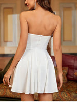 Sweet Backless Diamond Ruched Tube Dress