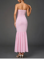 Strapless Ruffle Bodycon Maxi Dress