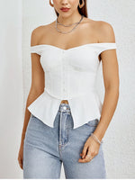 Ruffle Off Shoulder Single-breasted Shirt