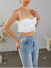 Sweet Ruffled Jacquard Tie-Up Crop Top