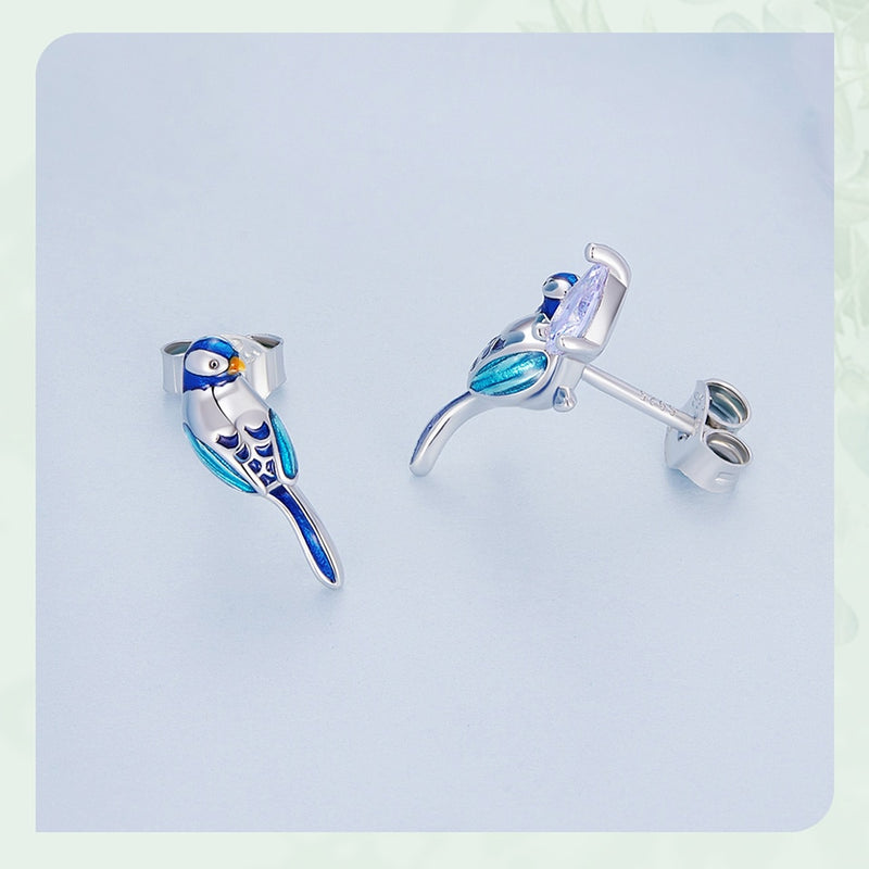 Sterling Silver Zircon Blue Bird Jewelry Set