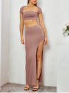 Cut Out Crop Top & Side Split Long Skirt Set