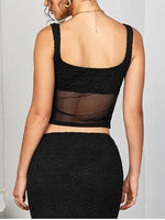 Lace Cut Out Mesh Crop Top