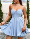 Spaghetti Straps Lace Trim Bra Double Layers Dress