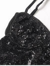 Sparkle Sequin Mesh Built-in Cups Double Layer Long Dress