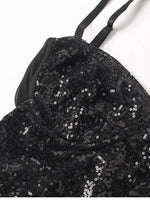 Sparkle Sequin Mesh Built-in Cups Double Layer Long Dress