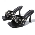 PU Metal Square Head High Heel