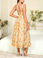 Sweet Floral Adjustable Strap Long Dress