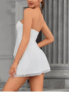 Mesh V-Neck Sleeveless White Dress