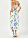 Floral Ruffle V-neck Tie Up Long Dress