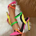 Colorful Ankle Strap Thin High Heel