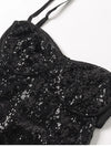 Sparkle Sequin Mesh Built-in Cups Double Layer Long Dress