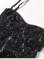 Sparkle Sequin Mesh Built-in Cups Double Layer Long Dress