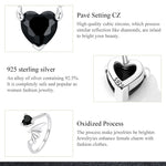 Sterling Silver Heart Black Zircon Jewelry Set