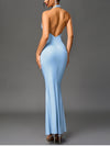 Halter Backless Double Layers Maxi Dress