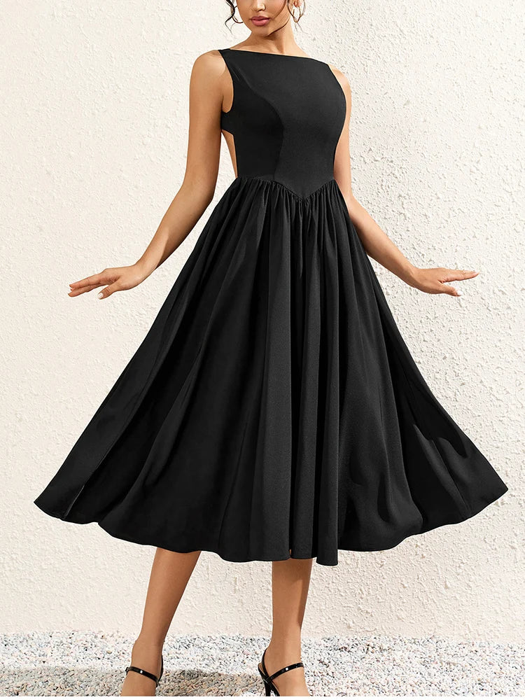 Backless Cut-Out Ruched Long Dress