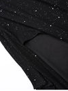 One Shoulder Sequin Mesh Slit Ruffles Party Dress