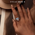 925 Silver Simple Blue Iris Open Ring