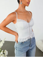 Lace Cut-out Single Breasted Corset Top