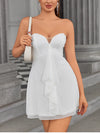 Mesh V-Neck Sleeveless White Dress