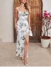 Floral Backless Tie UP Side Slits Dress