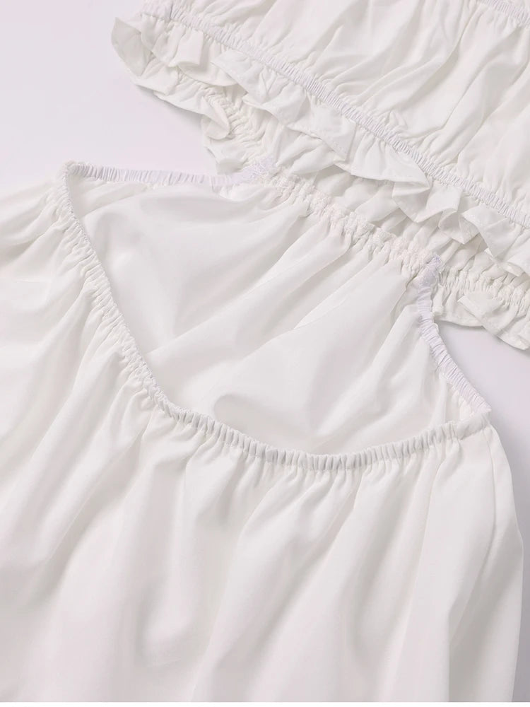Adjustable Straps Backless Ruffled Lace-up Beach Dress