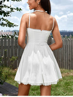Spaghetti Straps Lace Trim Bra Double Layers Dress