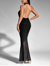 Front Cut Out Backless Sequin Maxi Dress