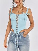 Jacquard Tie Up Corset Top