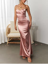 Backless Halter V-Neck Satin Corset Dress